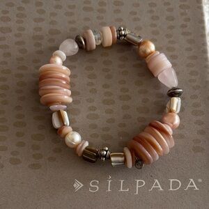 Silpada Blush and Silver Beaded Bracelet